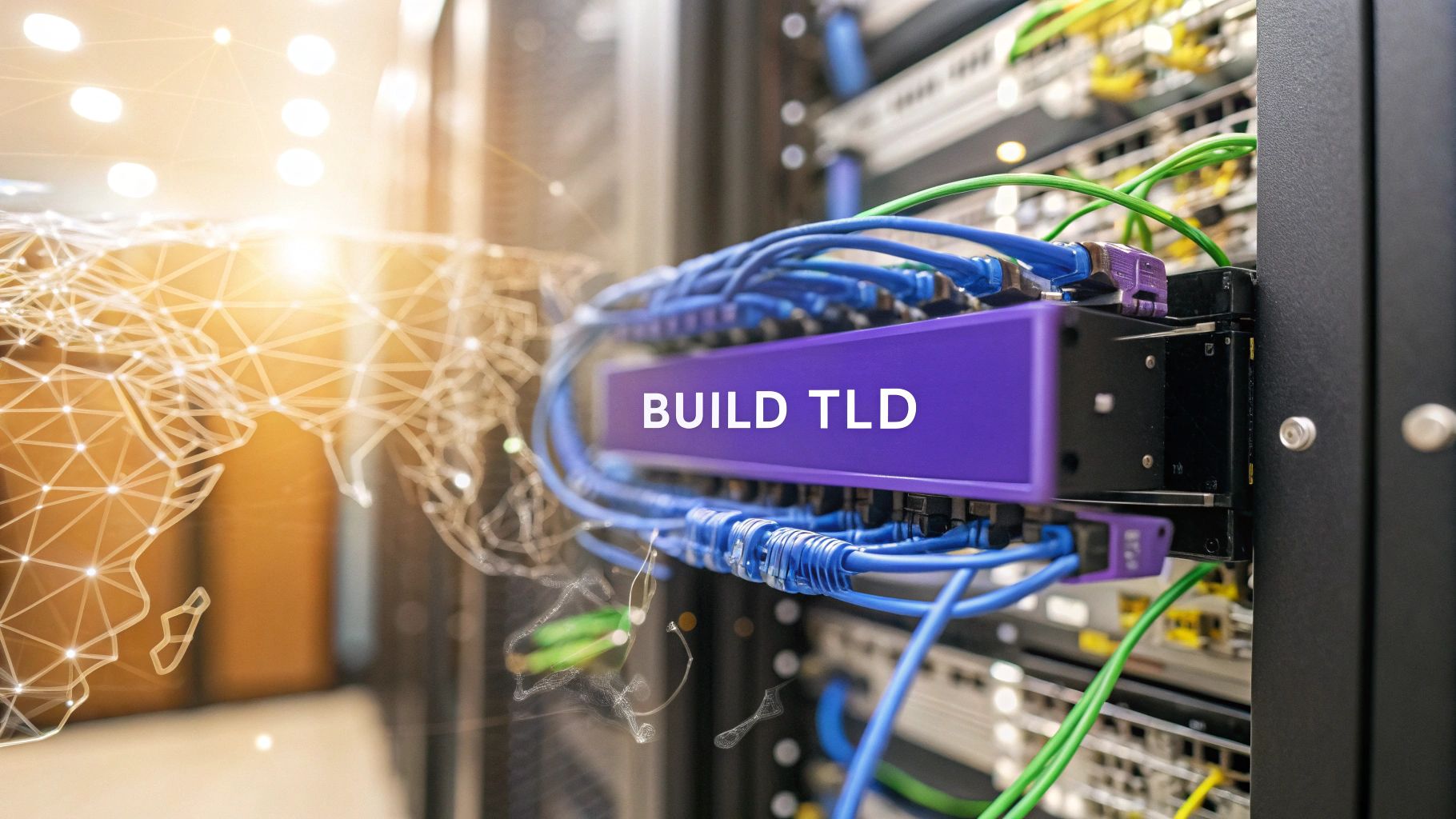 Build TLD technical foundation with network cables and server racks