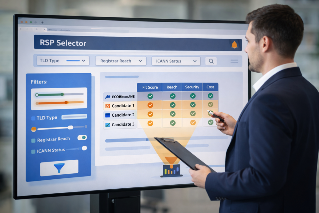 Registry Service Provider RSP selection tool for new gTLD applicants