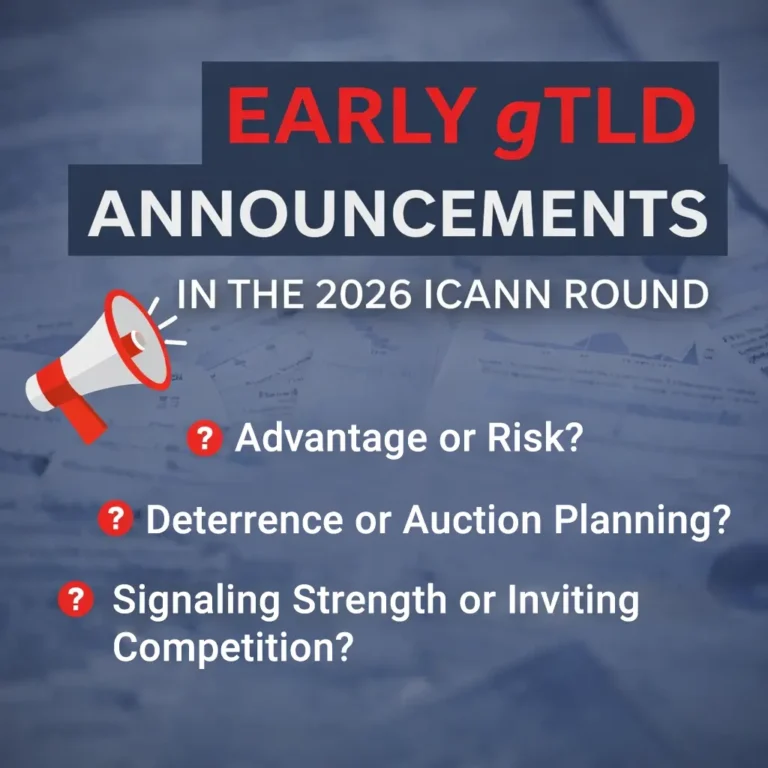Early gTLD announcements ahead of the 2026 ICANN round showing strategic signaling and disclosed gTLD strings.